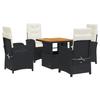 VidaXL Ensemble à Manger de Jardin avec Coussins 5pcs, Table de Terrasse, Meubles de Patio, Mobilier d'Extérieur, Noir 3277314