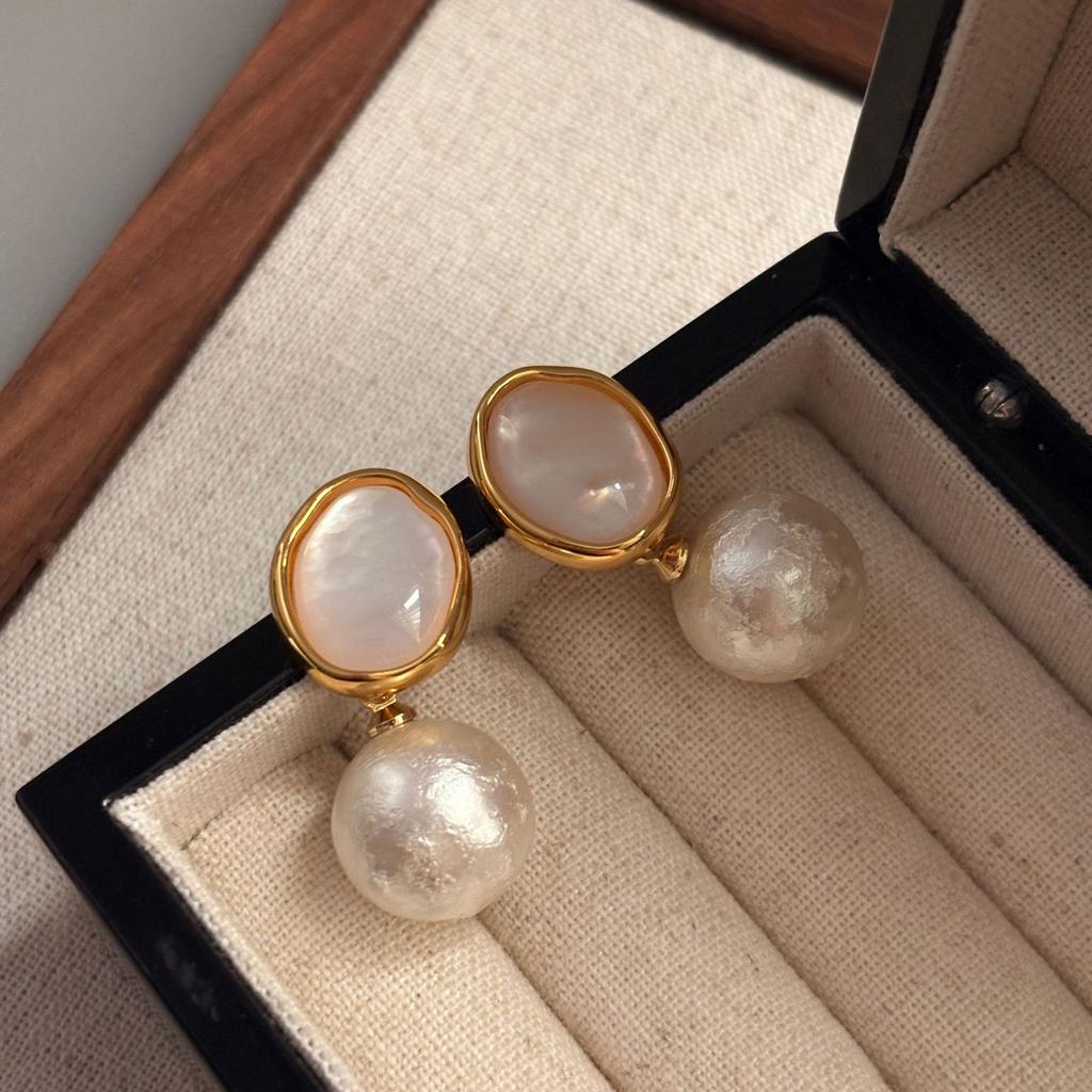 Высококлассные французские ретро серьги-ракушки, женские геометрические овальные темпераментные, нишевые и холодные, преувеличенные серьги, легкая роскошь