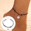 Lady Anklet Sun Double Bohemian Layers Retro Chain Pendant Decoration Adjustable Length Colorfast Beach Leg