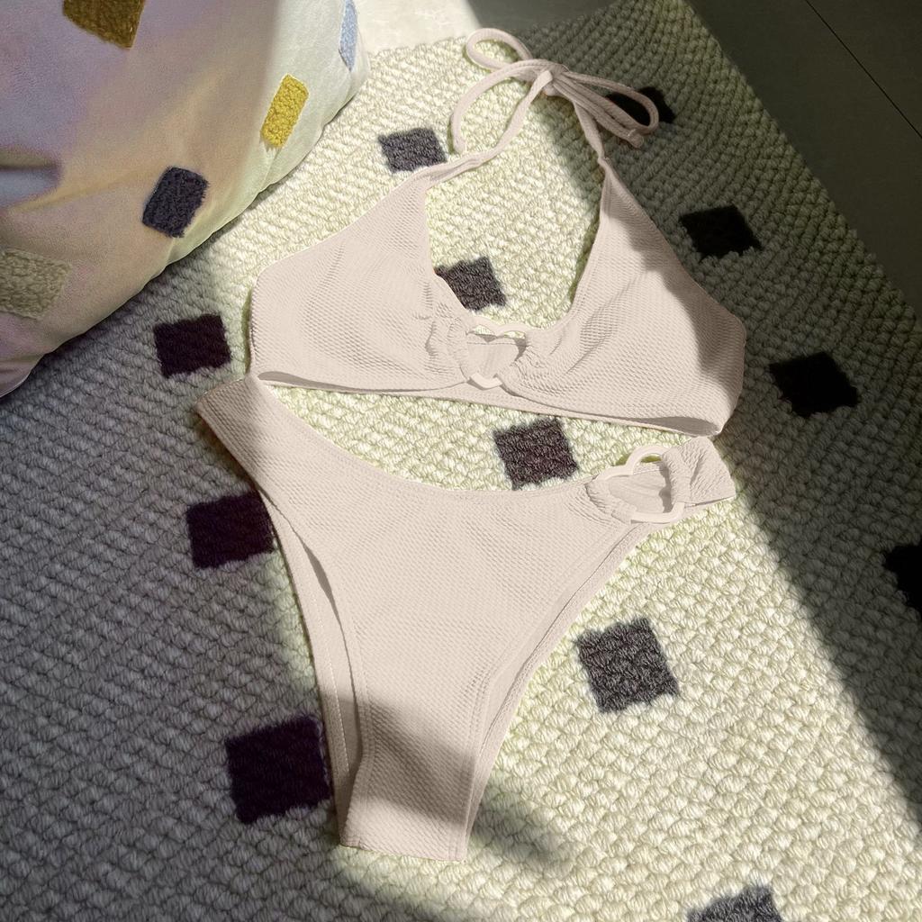 Женский купальник, сексуальный сплошной цвет, модное украшение для любви, комплект из двух частей, бюстгальтер, комплект бикини, купальник