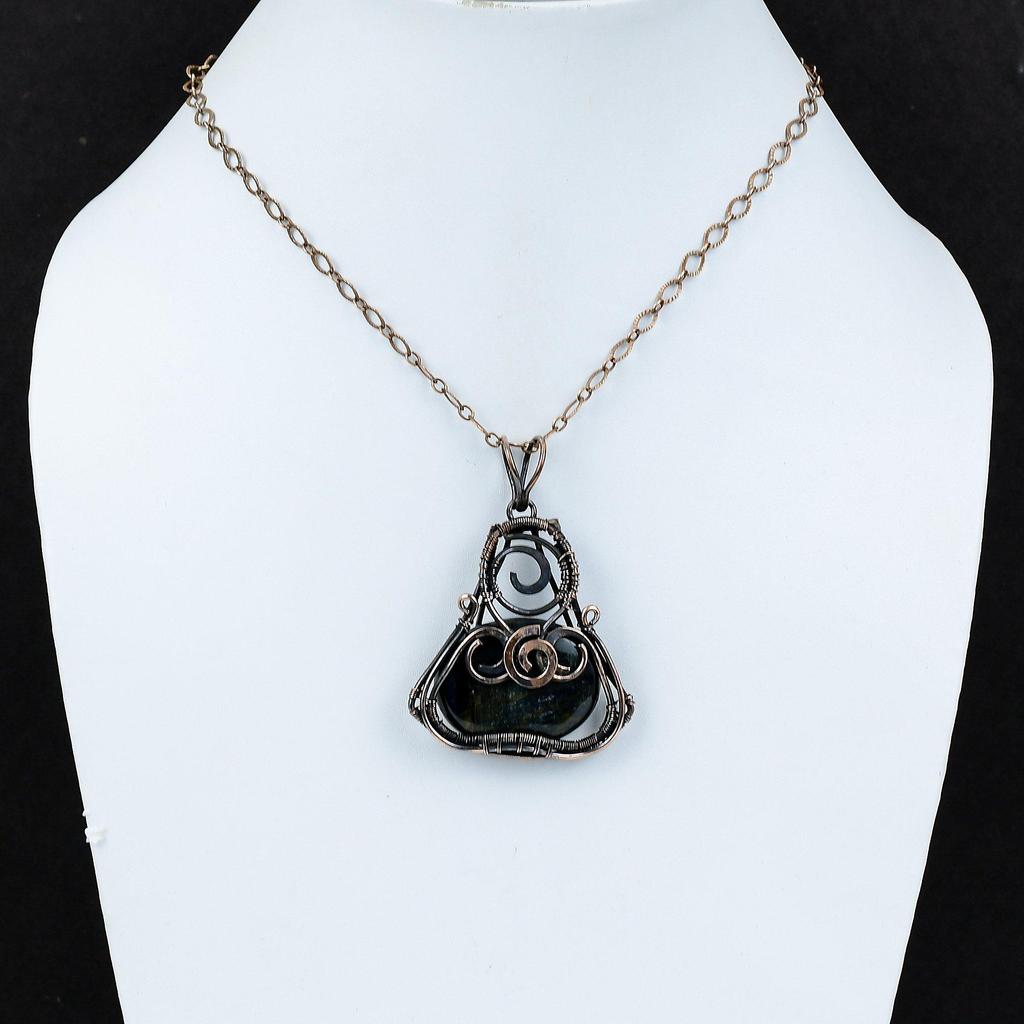 Подвеска из неллита, медная проволока, обернутая подвеска, кулон с камнем ручной работы, ювелирные изделия из неллита, стильный кулон, драгоценный камень, медные украшения, подарок для нее