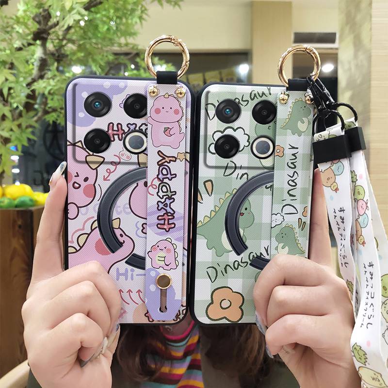 Cute Silicone Phone Case For Infinix GT 20 Pro/X6871 Phone Holder Lanyard Durable Ring Back Cover Fashion Design Cartoon
