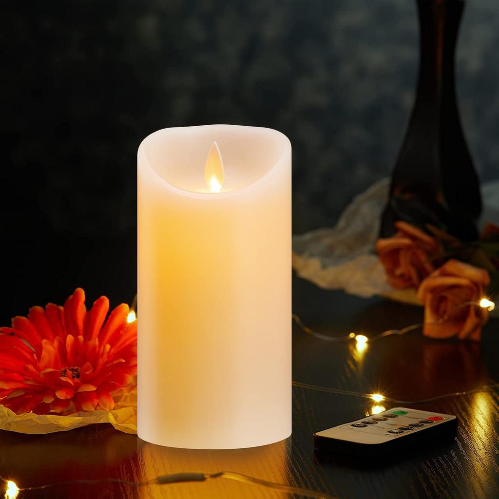 Светодиодная свеча Свеча на батарейках, которая мерцает как настоящее пламя MELEJIA Оснащена пультом ДУ Таймер Яркость Теплый цвет светодиода Хорошая атмосфера Светодиодная свеча