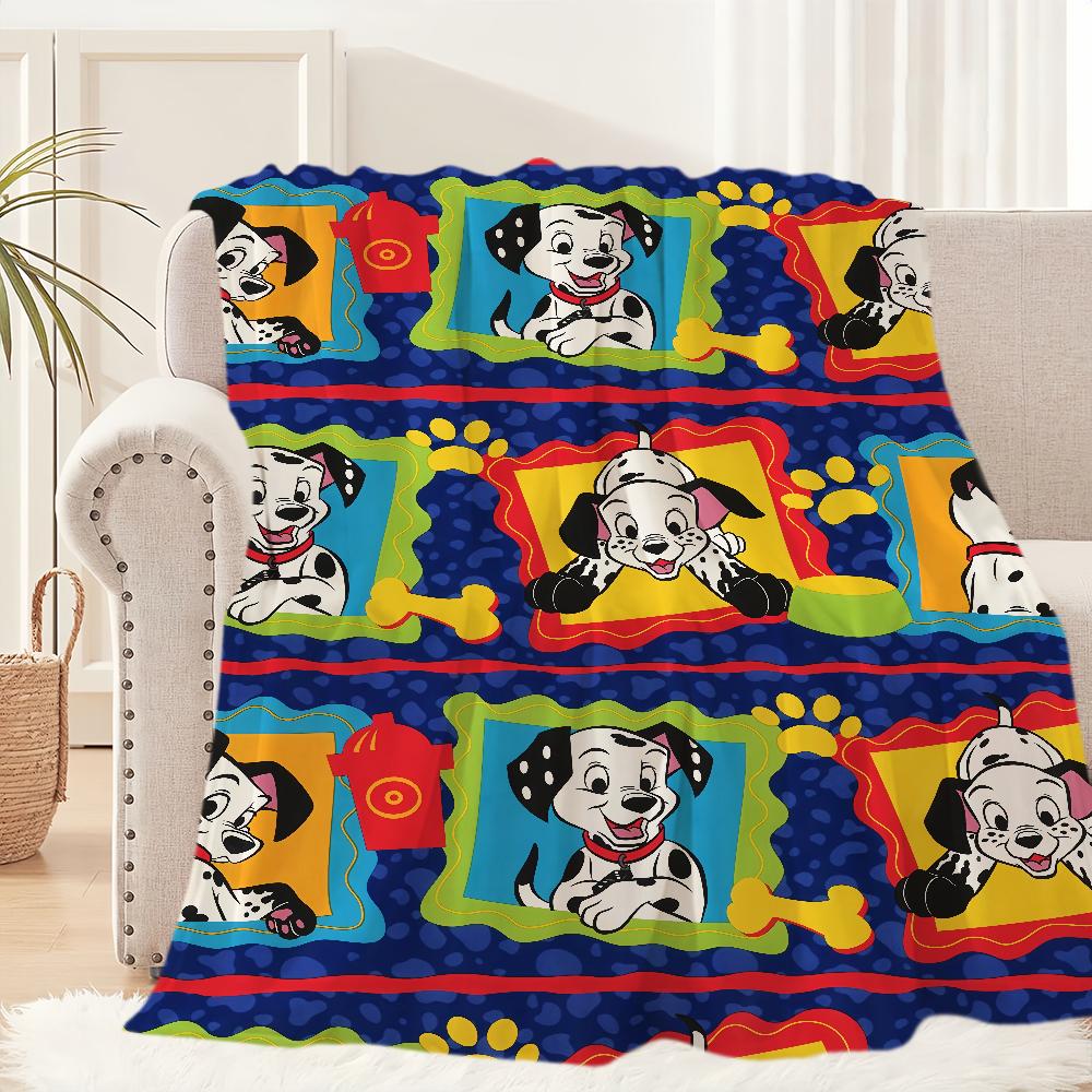 Cartoon Dog 101 D-Dalmatians-s Pattern Blanket Plush Nap Sofa rug for Living Room Office Bedroom Birthday Home Travel Kid Gifts