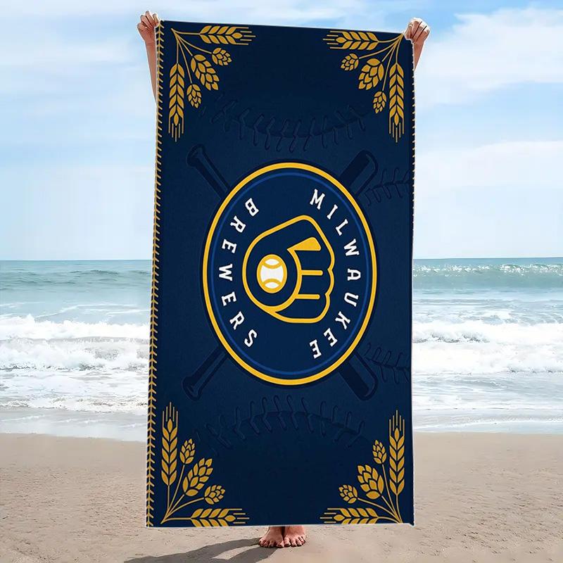 Пляжное полотенце Milwaukee Brewers, Большое мягкое быстросохнущее полотенце для пляжа, кемпинга, плавания