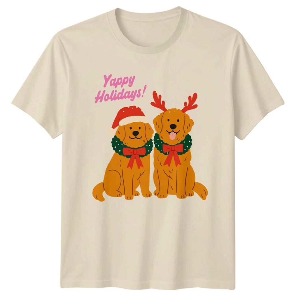 Yappy Holidays Golden Retriever Christmas Dogs Holiday Unisex Unisex Graphic Tee