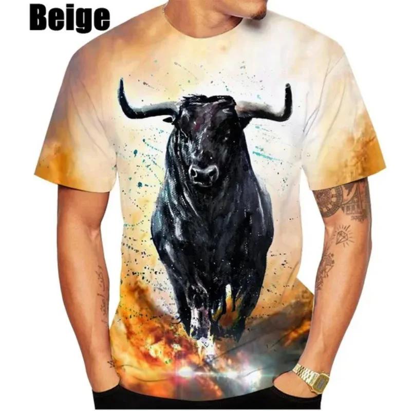 Футболка Bull 3DPrinted Casual, мужская одежда для косплея, мода, унисекс, хип-хоп, круглый вырез, короткий рукав, топы