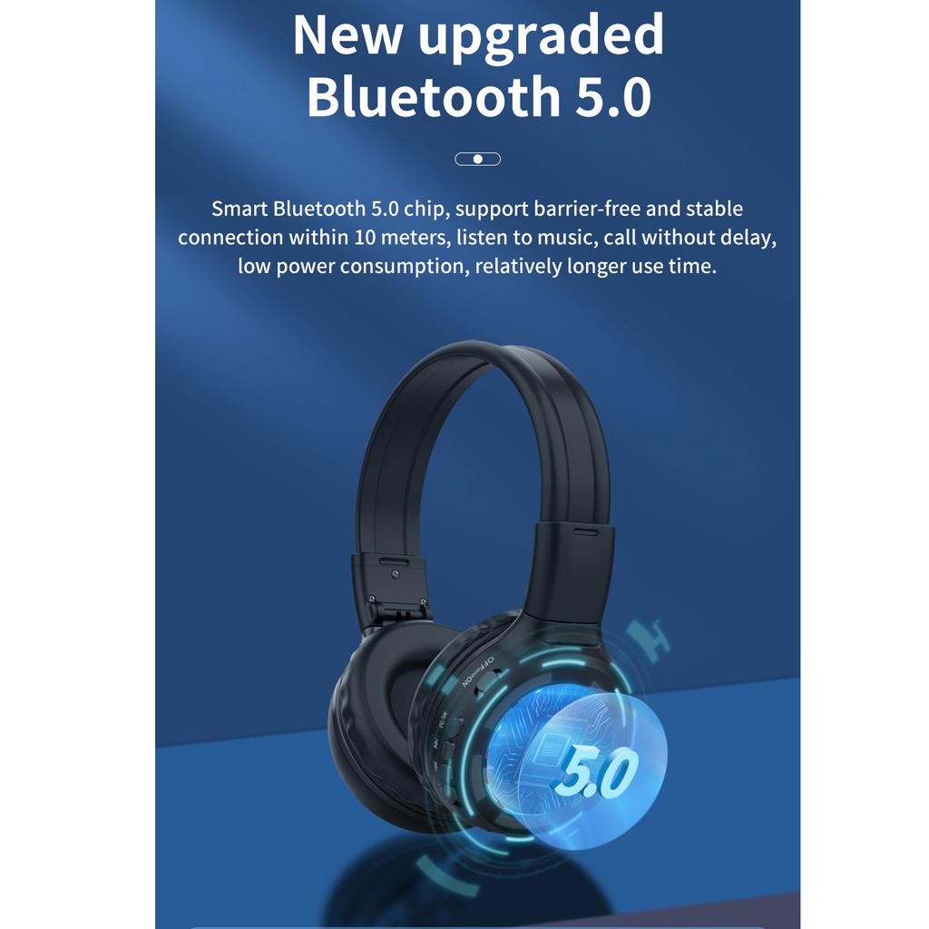 B570 Bluetooth-наушники, складные беспроводные стереонаушники HIFI с ЖК-дисплеем, гарнитура с FM-радио и слотом для карт памяти Micro-SD