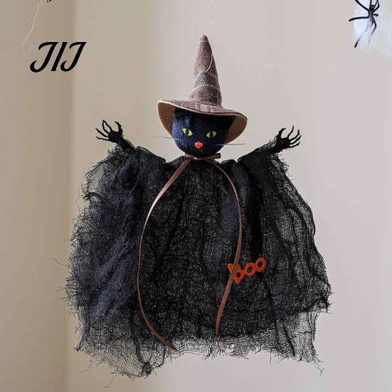 Cute Spooky Style Room Decorations Halloween Witch Doll Ornaments, Cat Pumpkin Playful Holiday Themed Hanging Dolls Decoration for Tree, Home