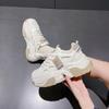 Женские кожаные dad-кроссовки Весна-Осень 2025: Белая сетка, Толстая подошва, Повседневный спортивный дизайн