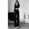 Women's High-Waisted Straight-Leg Jeans - Spring/Autumn 2025, Small Size, Loose Wide-Leg, Floor-Length