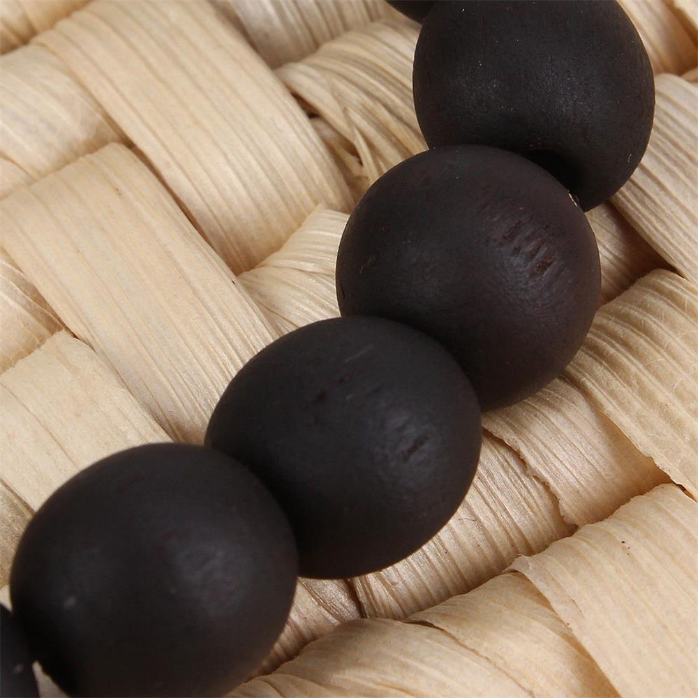 Women Men Religion Lucky Wood Bead Bangle Buddha Bracelet Copper Coin Prayer Beads