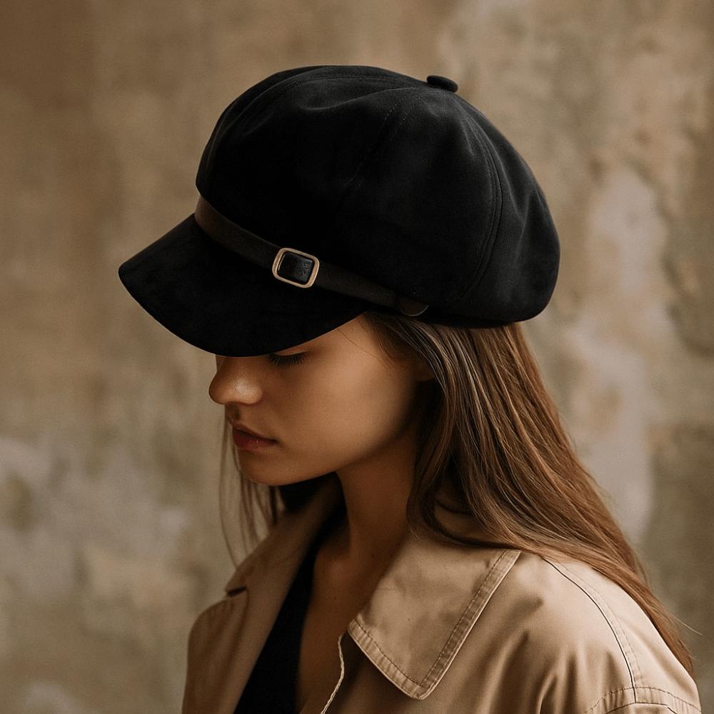 Warm Newsboy Hat Flat Top Women Octagonal Hat Casual Suede Berets Autumn Winter