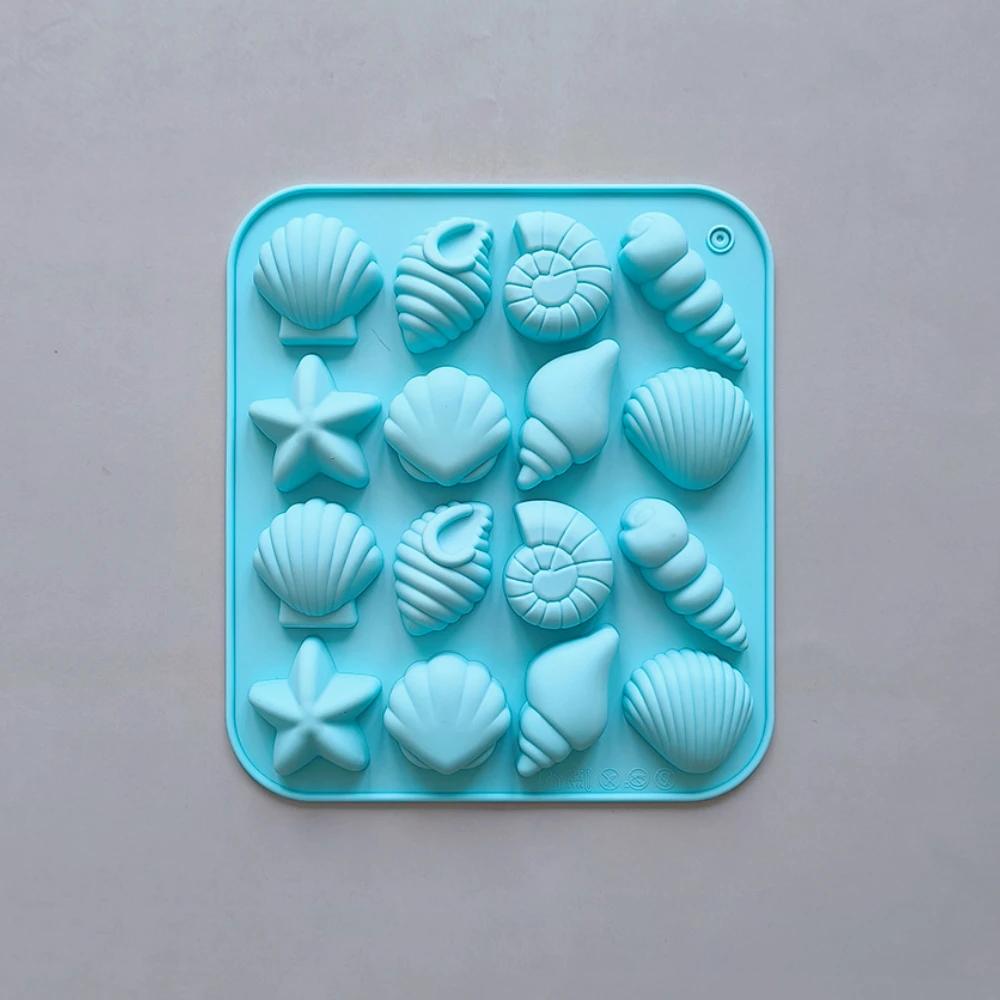 16 отверстий Морские ракушки Шоколад Силиконовые формы 3D Ракушки Желе Помадка Формы Звезды Смола Декор для вечеринок Свечи Подарки на День Рождения