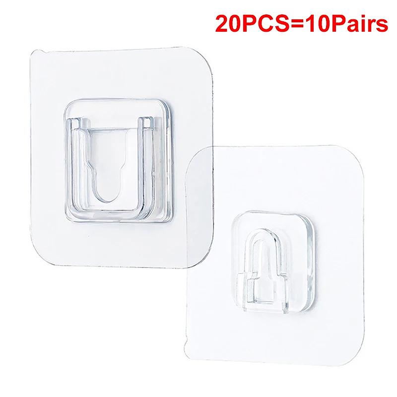 1-10 пар двухсторонних самоклеящихся настенных крючков, прозрачные присоски, крючки-присоски, многоцелевые держатели для органайзеров для спальни и кухни
