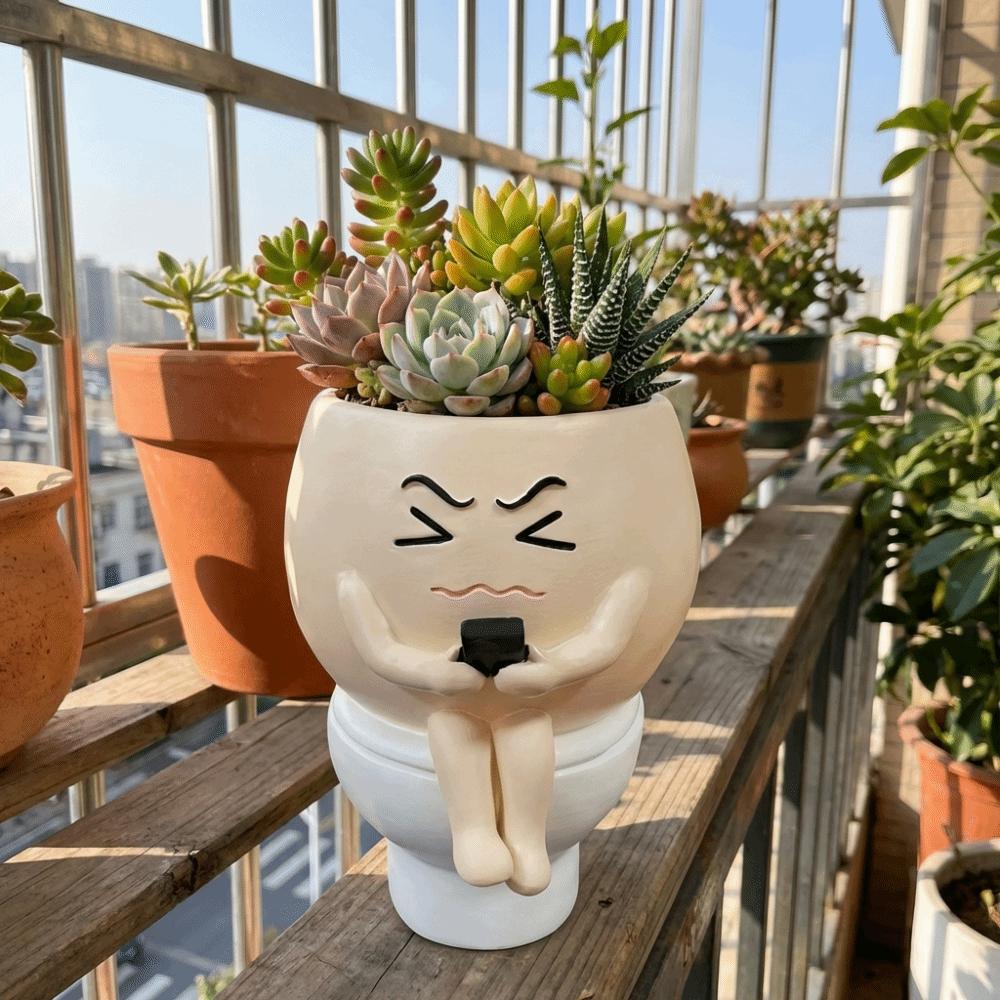 Cartoon Flower Planter Resin Plant Cultivation Pot Table Decor Plant Growing Container Office