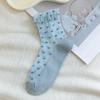 Women's Mesh Sheer Socks Heart Print Ruffle Ankle Socks Summer Ultra Thin Cool See Through Lace Socks