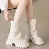 Платформенные балетки Женские высокие ботинки Зимние Новые Дизайнерские Массивные Туфли для Ходьбы Женские 2024 Тренд Зимние Сапоги Платье Мухер Челси Ботинки