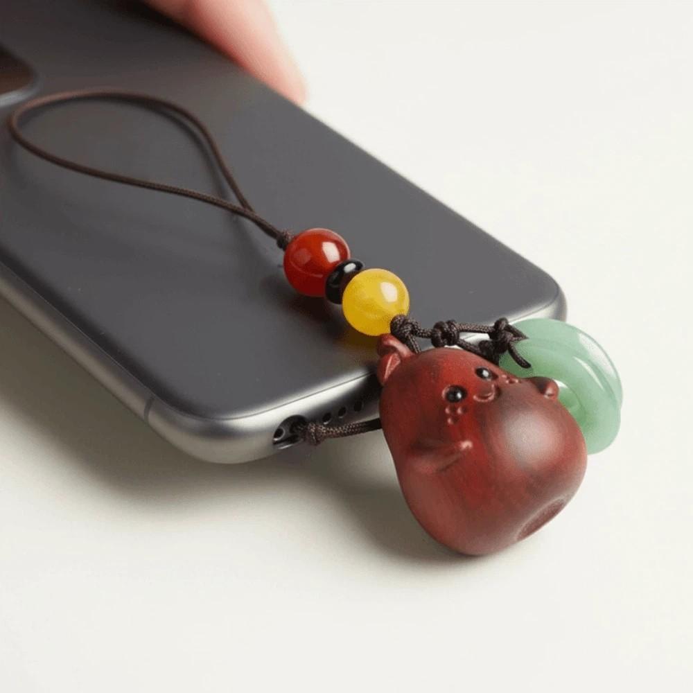 Cartoon Pear Key Chain Handmade Rope Wood Phone Chain Charm Chinese Style Key Ring Car Key Chain