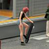 1/64 Miniature Figure Mini People Figurine Resin Skateboard Girl for Diorama Model