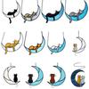 Cat On Moon Hanging Ornament Stained Glass Window Hanging Suncatcher Acrylic Panel Wall Art Memorial Gift for Women Wife Mom Cat Lovers