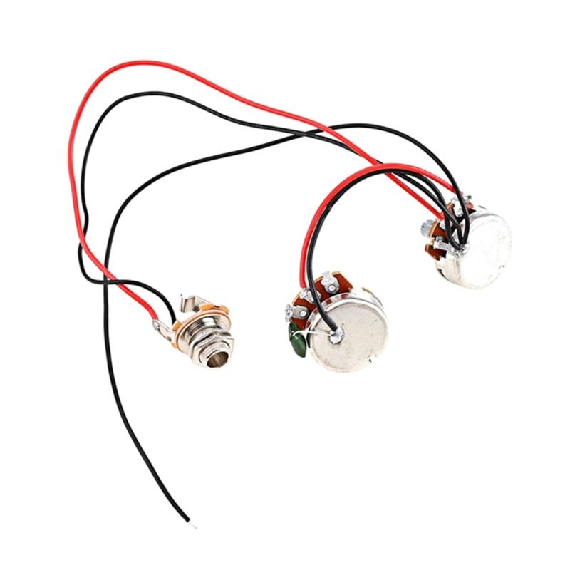 250K 1V1T Jack Комплект wiring harness для бас-гитары Предварительно собранный набор Wiring harness для гитары Запчасти для бас-гитары