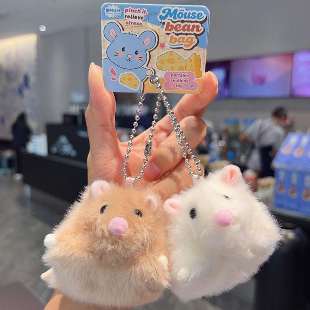 Bean Bag Fluffy Mouse Keychain Bag Charm Rat Plush Doll Soft Fabric Hamster Pendant Kids Toy