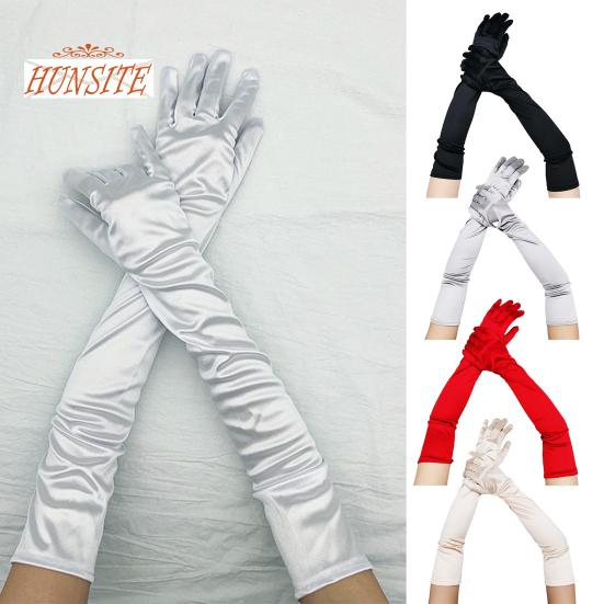 1 пара длинных перчаток, однотонные, супер мягкие, эластичные, устойчивые к выцветанию, женские перчатки для свадебной вечеринки, женские варежки, товары для вечеринок