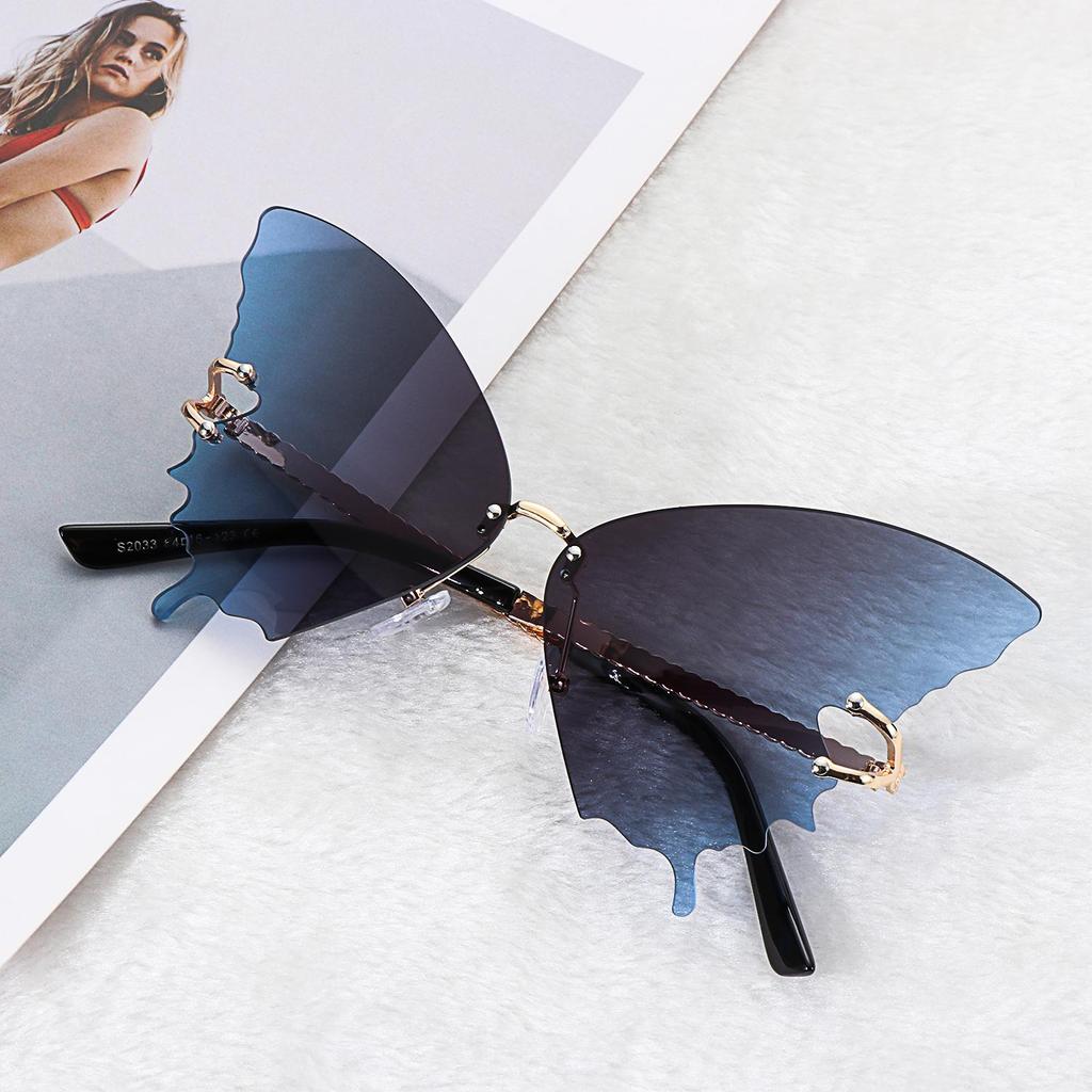 Vintage Fashion Eyewear Butterfly Sunglasses Rimless Sunglasses UV protection Retro Sun Glasses
