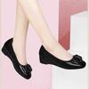 Real Soft Leather Wedge Single Shoes Women's Autumn New Versatile Comfortable Flat Black Soft Leather Soft Sole Mother Small Leather Shoes