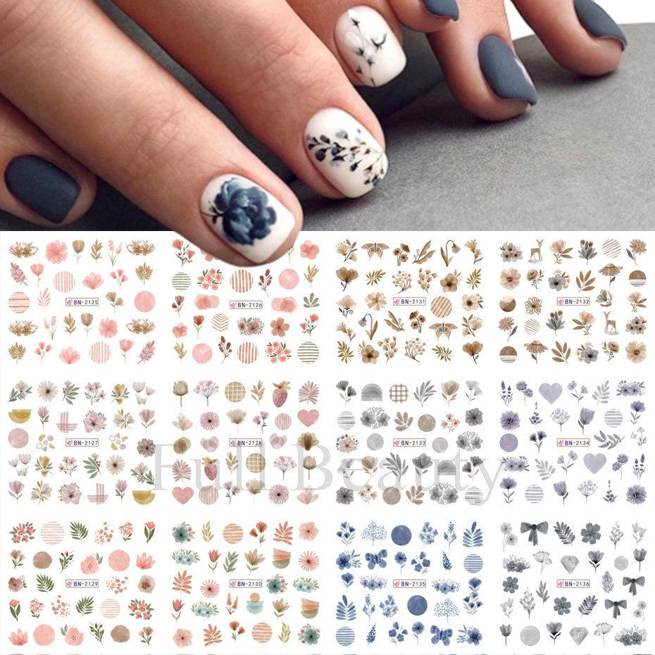 Наклейка для дизайна ногтей, Серия «Весенние и летние цветы и травы», Водная наклейка для ногтей с цветком Zou Ju