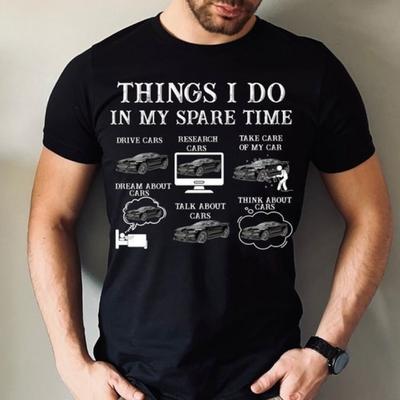 Вещи, которые я делаю в свободное время, Смешные машины, Папа, Мужчина, Футболка, Подарок для мужа, отца, Обычная футболка с коротким рукавом, Графические футболки - ...