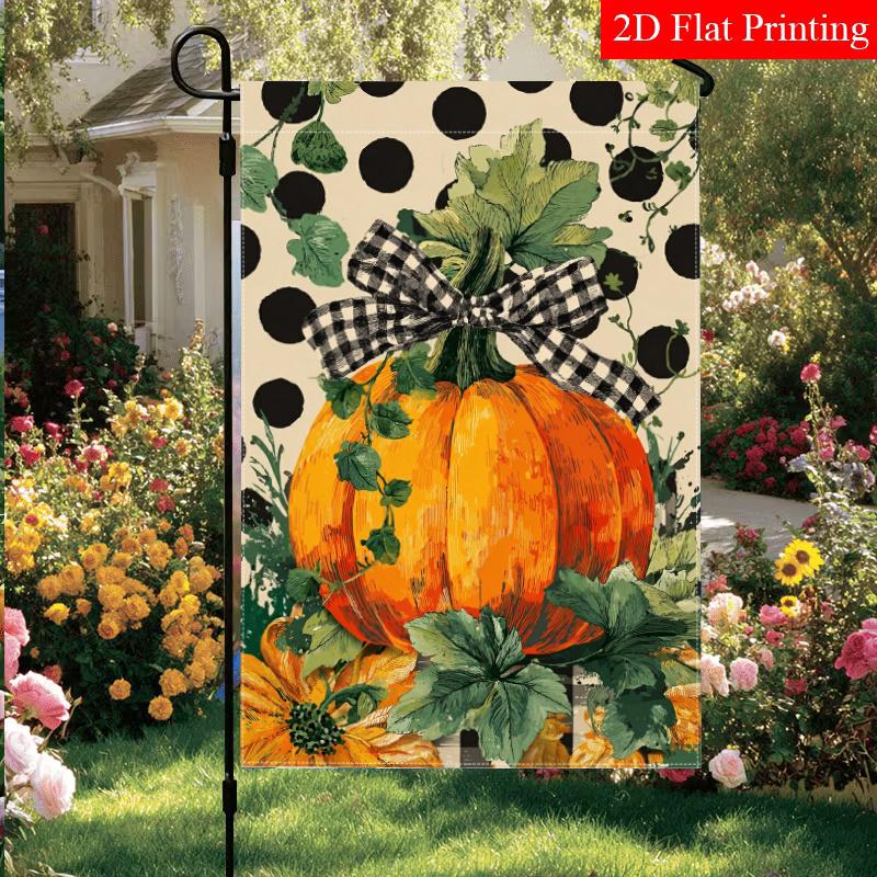2D Flat - 2D Flat Autumn Pumpkin Wave Point Thanksgiving Garden Flag X 2 (6) Outdoor Garden Flag Double-Sided Home Decoration Courtyard Decoration Ou