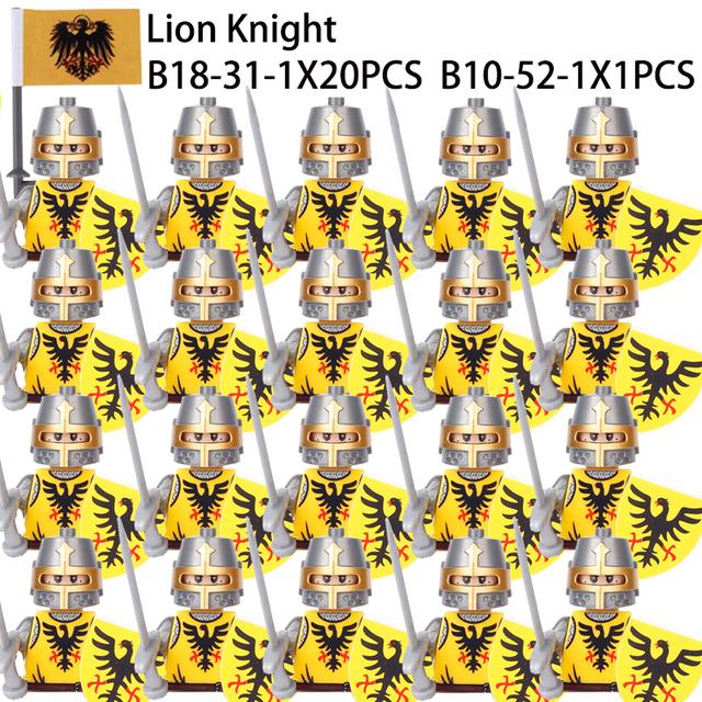 Военные Строительные Блоки Фигурки Солдат Подарки Игрушки Серия Кино Фантастика Средневековый Рыцарь Легион Оружие Щит Флаг MOC