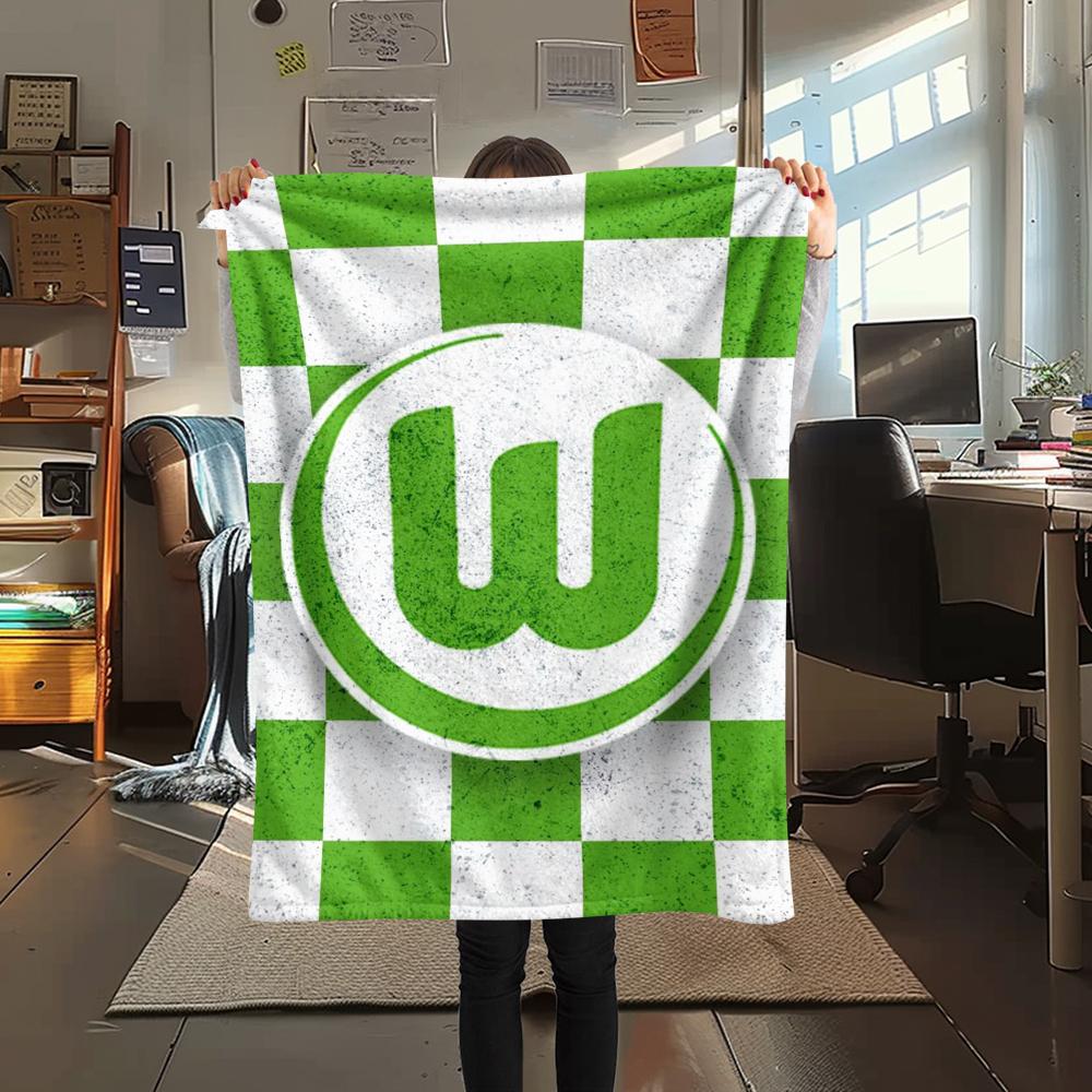 1pc VfL Wolfsburg Print Flannel Blanket, High quality Comfortable for All Seasons, Home Decor, Warmth and Comfort, Perfect for Christmas Gifts101