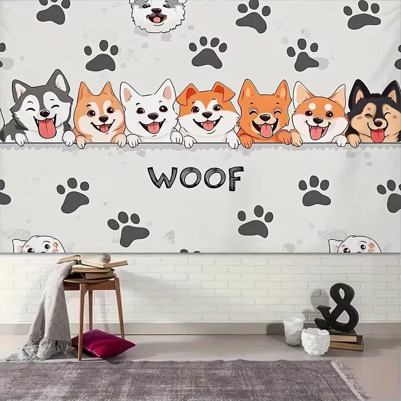 2D Flat Printing Woof Dog Backdrop for Pet Photography and Party Decor