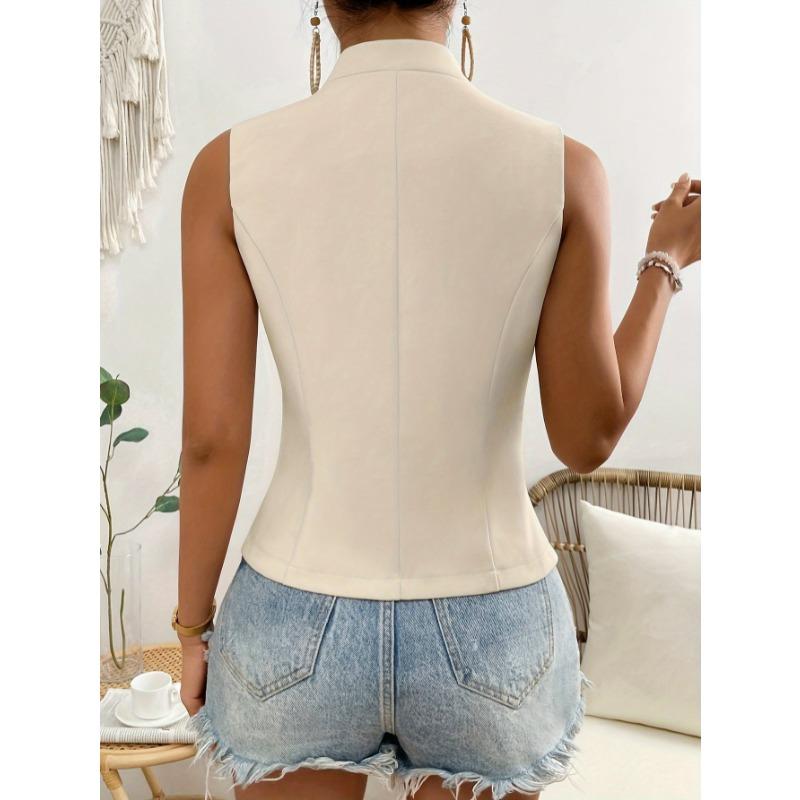 Модный кардиган без рукавов с V-образным вырезом, женский костюм, рубашка, жилет, куртка с V-образным вырезом, приталенный, офисный жилет, повседневная однотонная женская майка, элегантная одежда