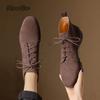 Модные женские короткие ботинки на мягкой подошве, круглый носок, коричневые, в винтажном стиле, универсальные, для осени 2026, повседневная обувь