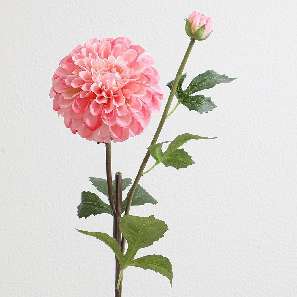 Pink Artificial Dahlia Flowers 2 Heads Artificial Faux Plants Home Decoration