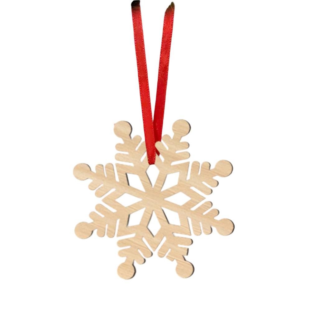 Christmas Snowflake Wood Chip Decoration 2D Wooden Pendant