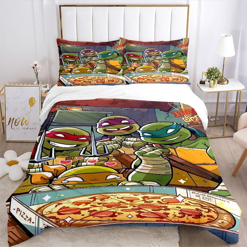 3pcs Pizza, NinjaTurtles Bedding Set. Soft and Comfortable with No Core Included (1x Duvet Cover + 2x Pillow Covers) yy251010143