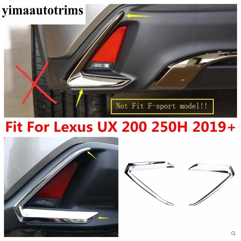 For Lexus UX 200 250H  - 2024 Rear Tail Bumper Fog Lights Lamps Eyelid Eyebrow Stripes Cover Kit Trim ABS Chrome Accessories