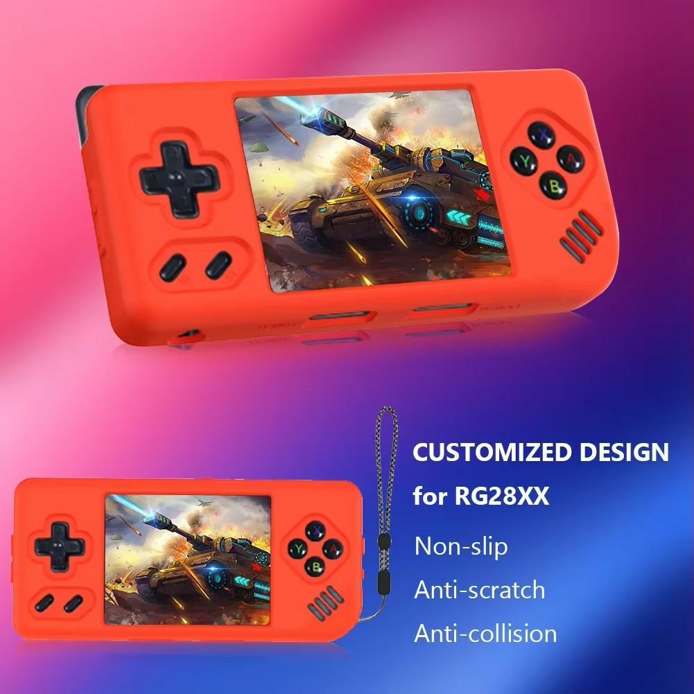 Silicone Protective Case for Anbernic RG28XX Handheld Gaming Console Sleeve with Strap