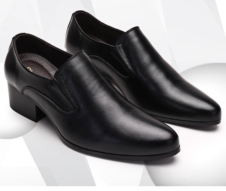 Genuine Leather Handmade Shoes Men Loafers Slip On Business Casual Shoes Classic High Heels Dress Oxford Shoes Male Shoes Flats