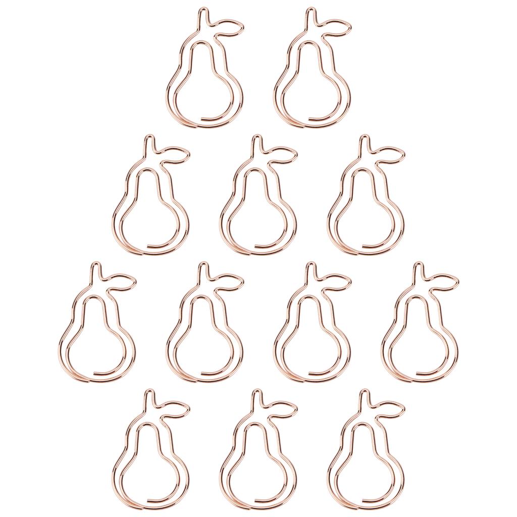 12pcs Professional Cute Pear Shaped Paper Clip Document Organizing Paper Clip (Rose Gold)
