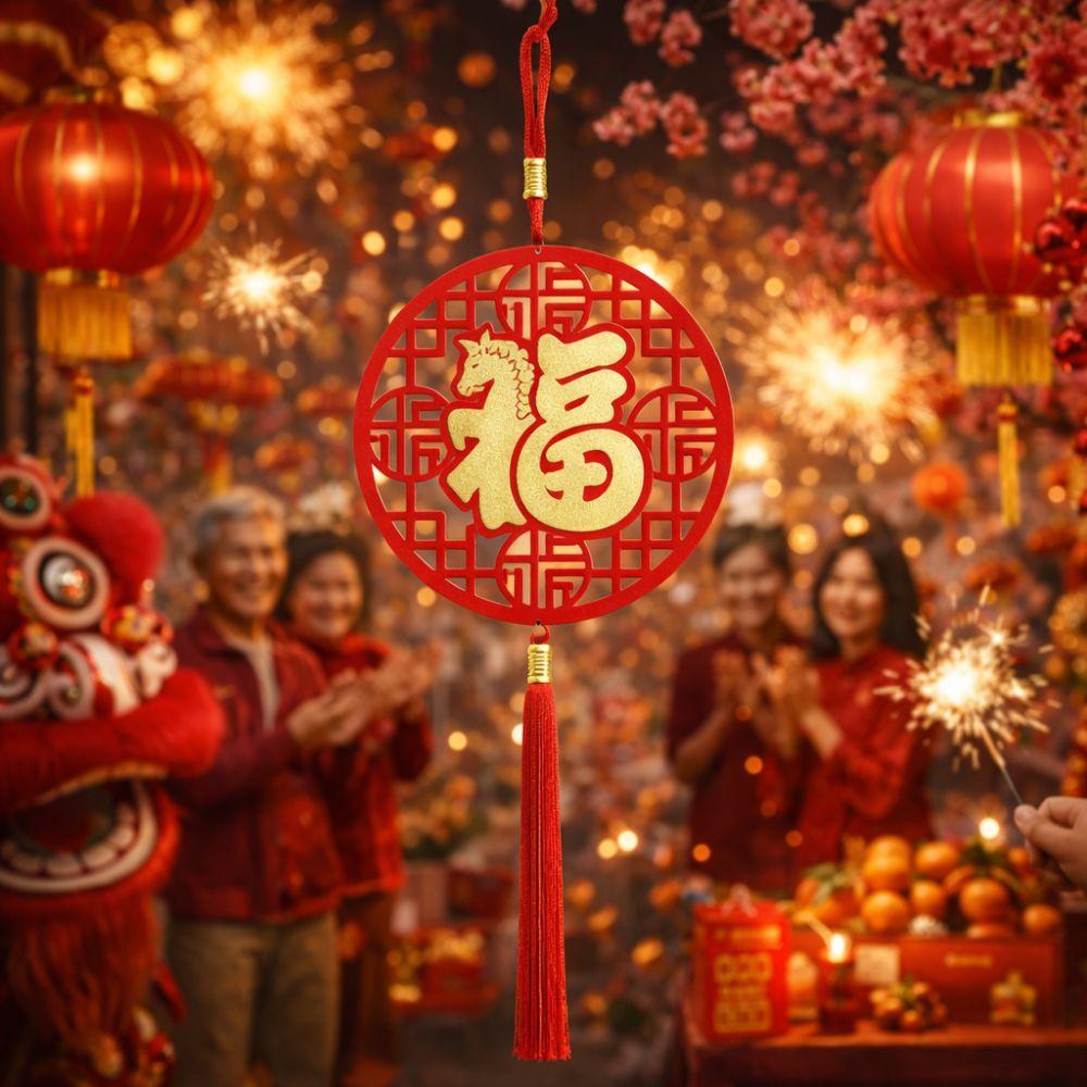 Подвеска-талисман с флокированием Счастливый персонаж Традиционный оберег Подвеска на дверь Декор для Праздника Весны