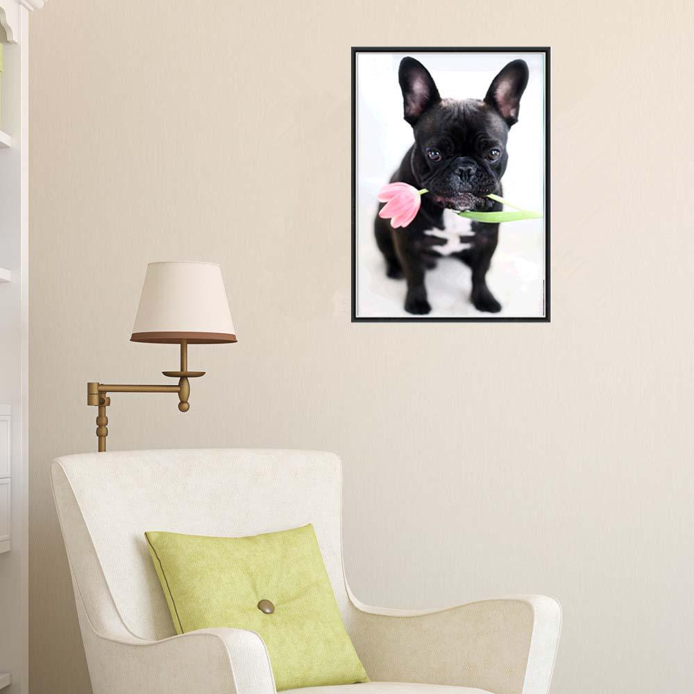 Набор алмазной мозаики "Собака с тюльпаном", 30×40 см