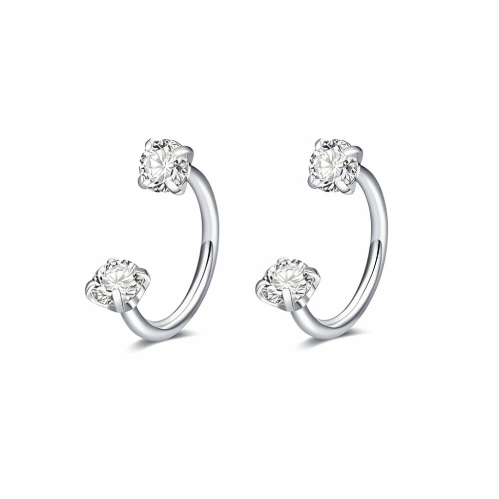 2 PCS Elegant Nose Ring Stainless Steel Daith Piercing Jewelry Cartilage Helix Earrings Daily
