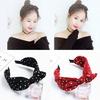 Sweet Polka Dot Print Bowknot Hair Hoop Women Wide Band Cloth Headband Headwrap