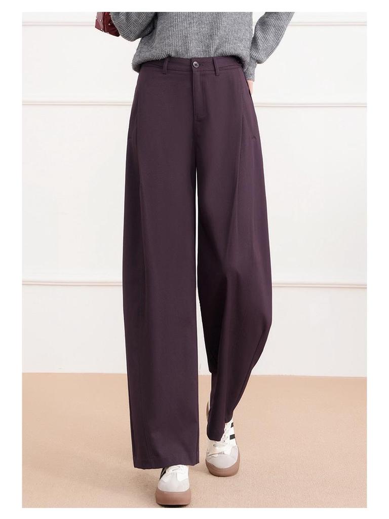 Women's Purple Prune Casual Harem Pants, 2025 Spring/Autumn High-Waisted Slimming Banana-Style Loose Pants